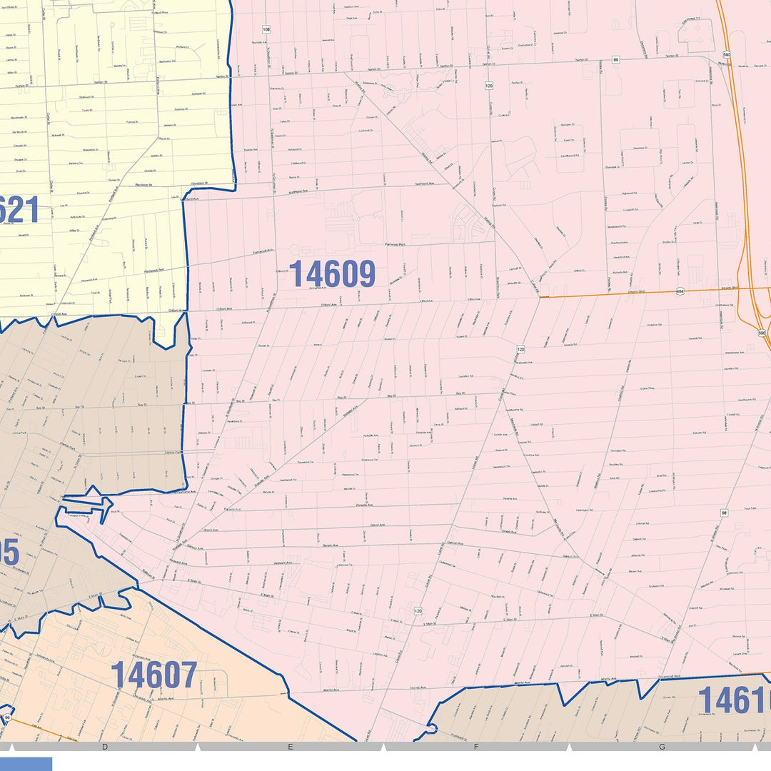 Color Cast Zip Code Style Wall Map of Irondequoit, NY