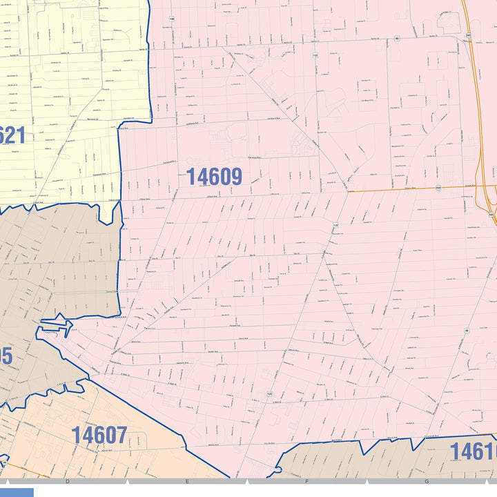 Color Cast Zip Code Style Wall Map of Irondequoit, NY
