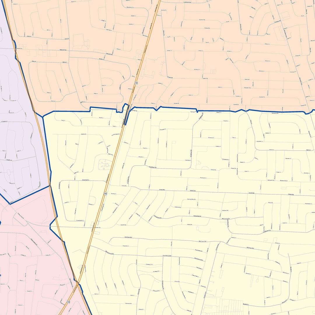Color Cast Zip Code Style Wall Map of Levittown, NY