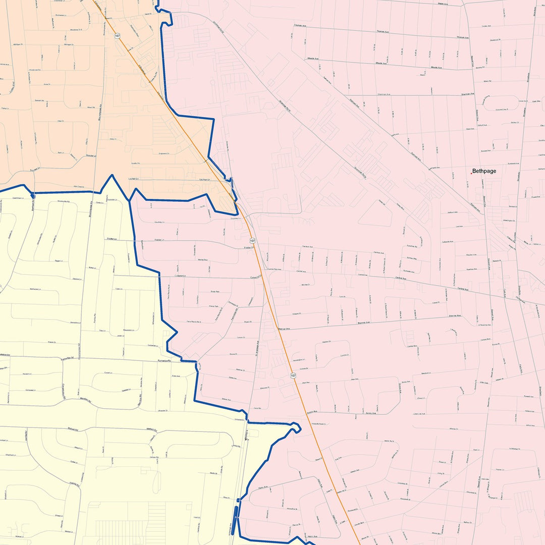 Color Cast Zip Code Style Wall Map of Levittown, NY