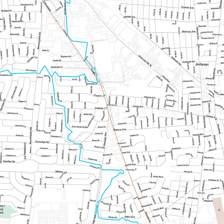 Premium Style Wall Map of Levittown, NY