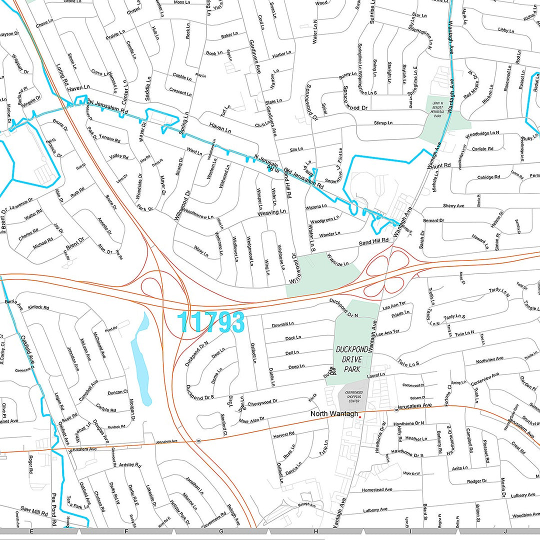 Premium Style Wall Map of Levittown, NY