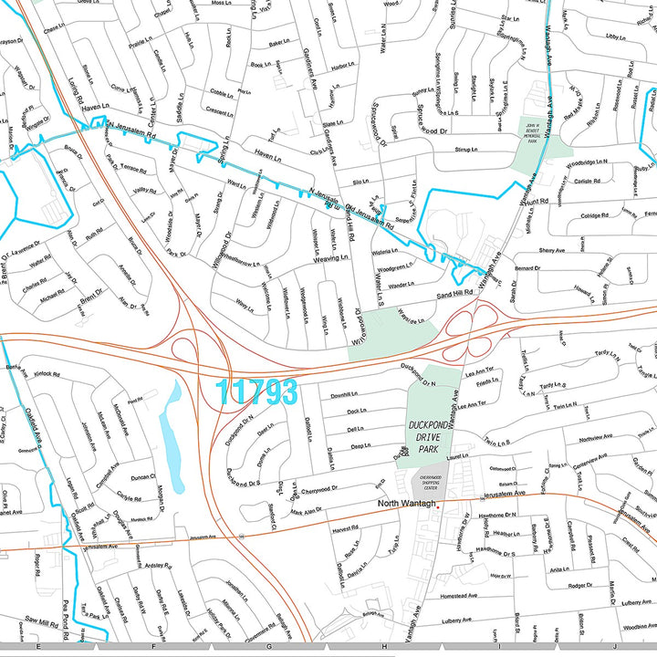 Premium Style Wall Map of Levittown, NY