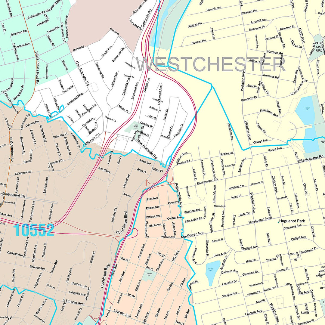 Premium Style Wall Map of Mount Vernon, NY