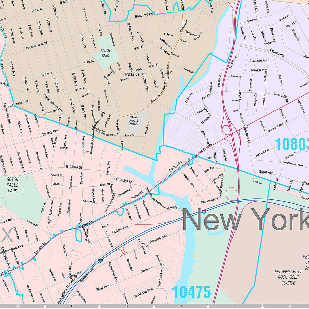 Premium Style Wall Map of Mount Vernon, NY