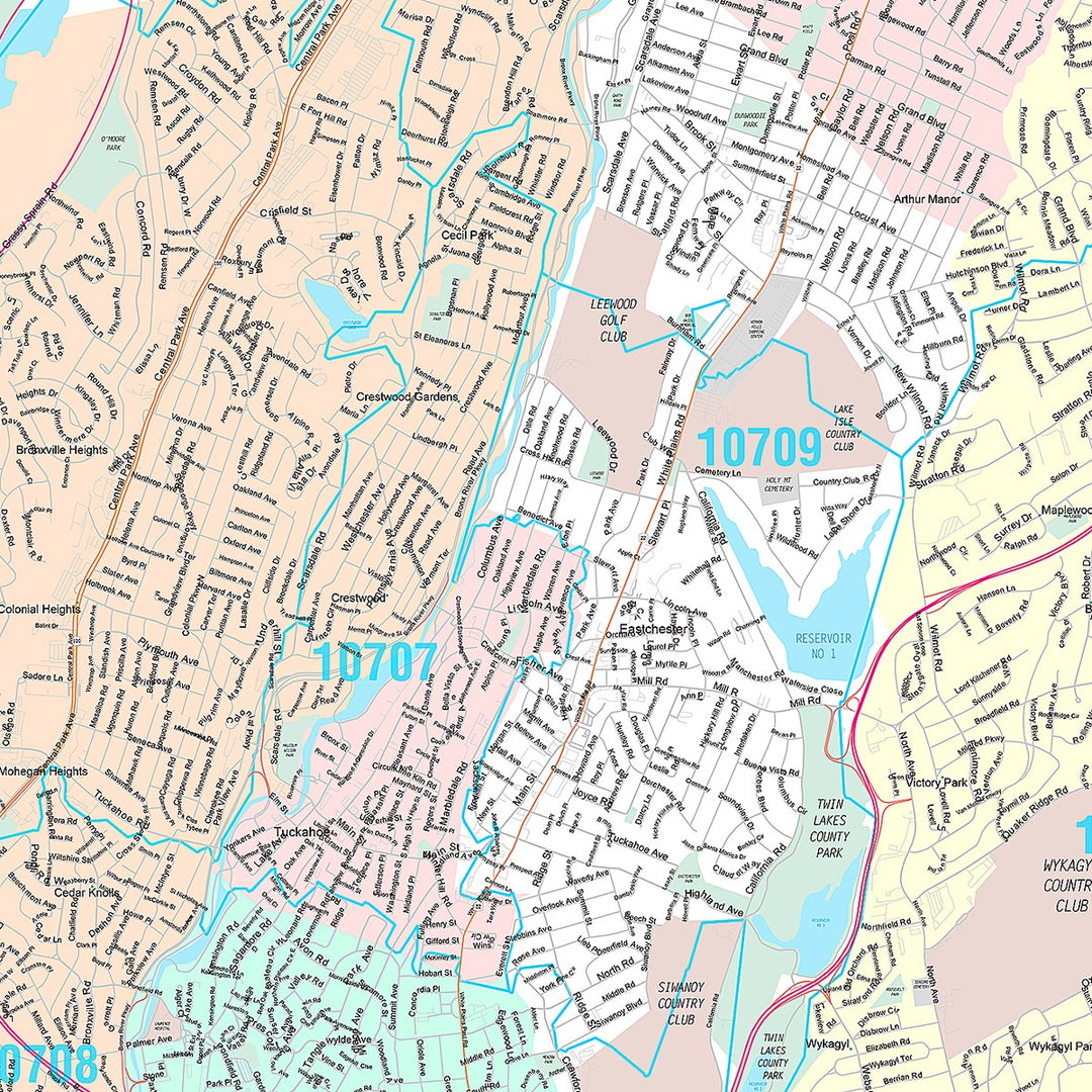 Premium Style Wall Map of New Rochelle, NY