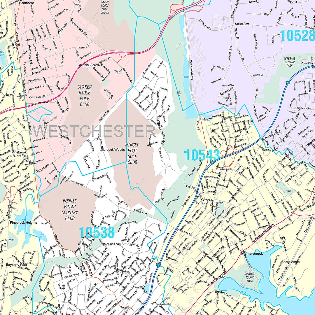 Premium Style Wall Map of New Rochelle, NY