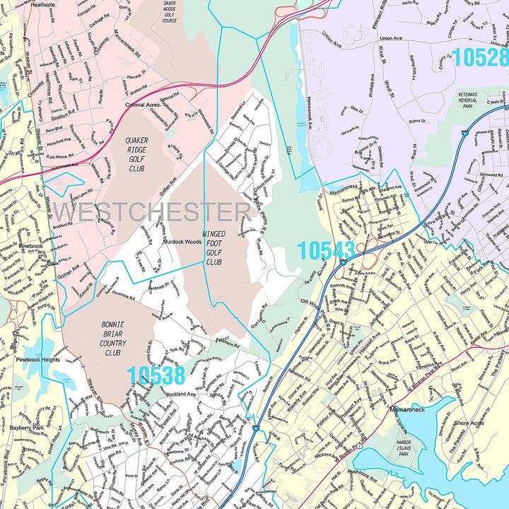 Premium Style Wall Map of New Rochelle, NY