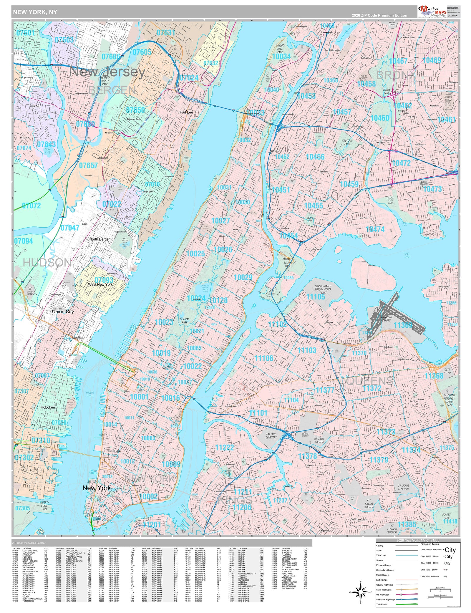 Premium Style Wall Map of New York NY