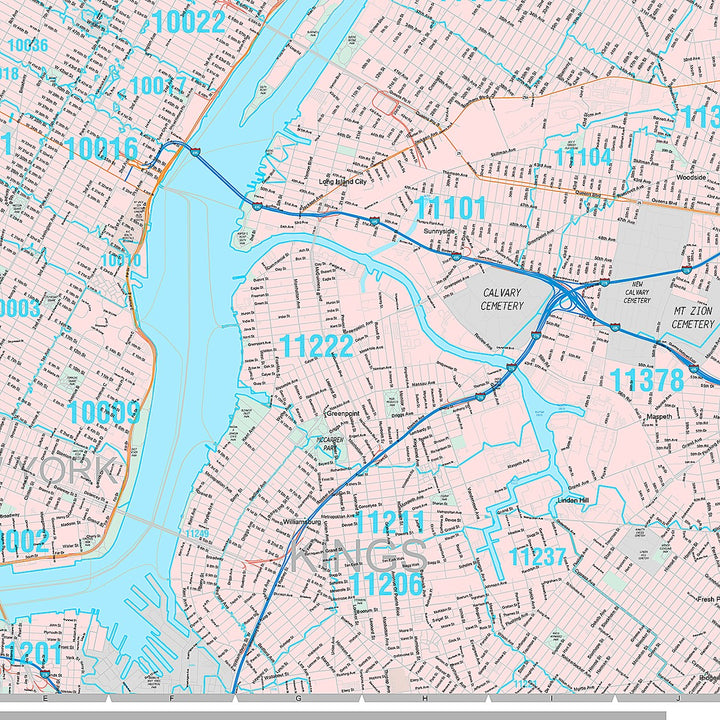 Premium Style Wall Map of New York NY