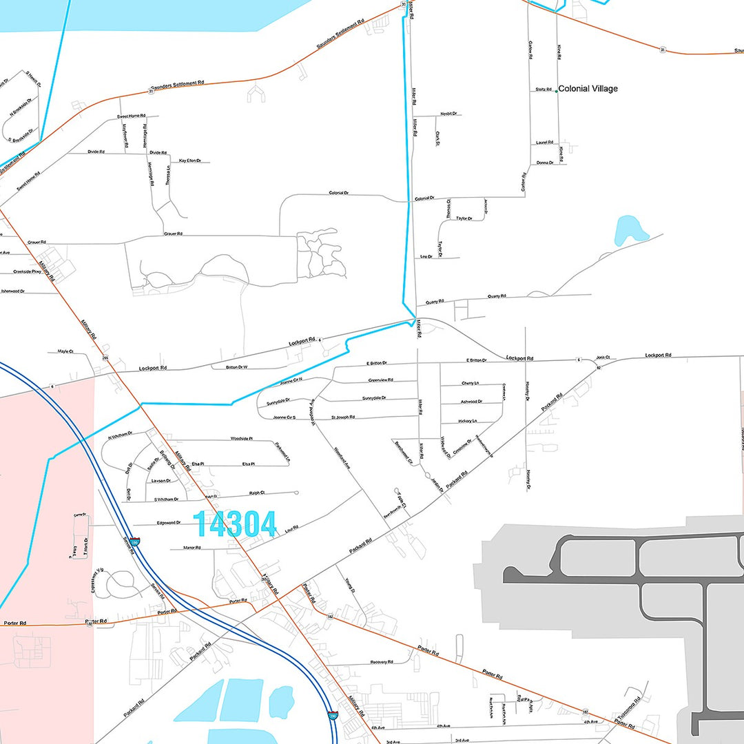 Premium Style Wall Map of Niagara Falls, NY