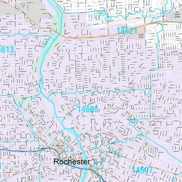 Premium Style Wall Map of Rochester NY
