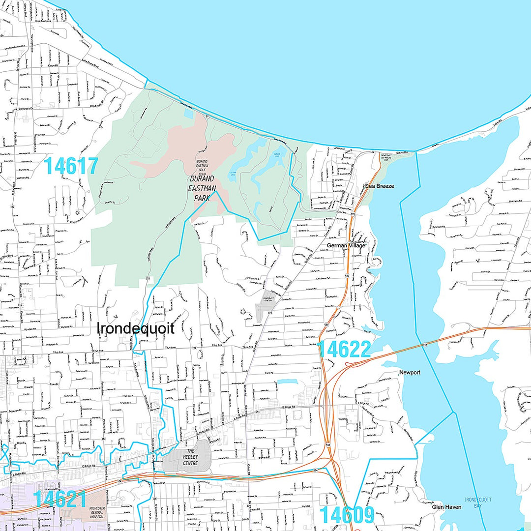 Premium Style Wall Map of Rochester NY