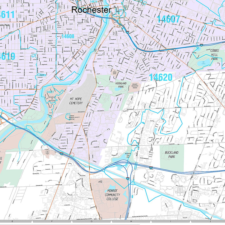 Premium Style Wall Map of Rochester NY