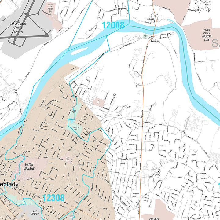 Premium Style Wall Map of Schenectady, NY