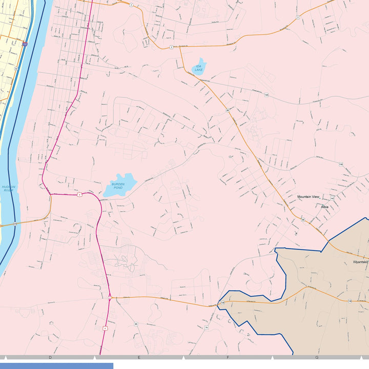 Color Cast Zip Code Style Wall Map of Troy, NY