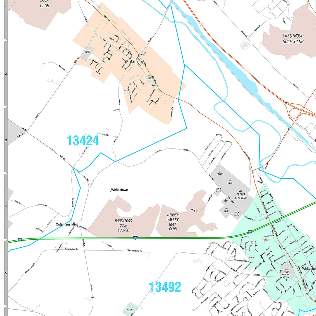 Premium Style Wall Map of Utica, NY