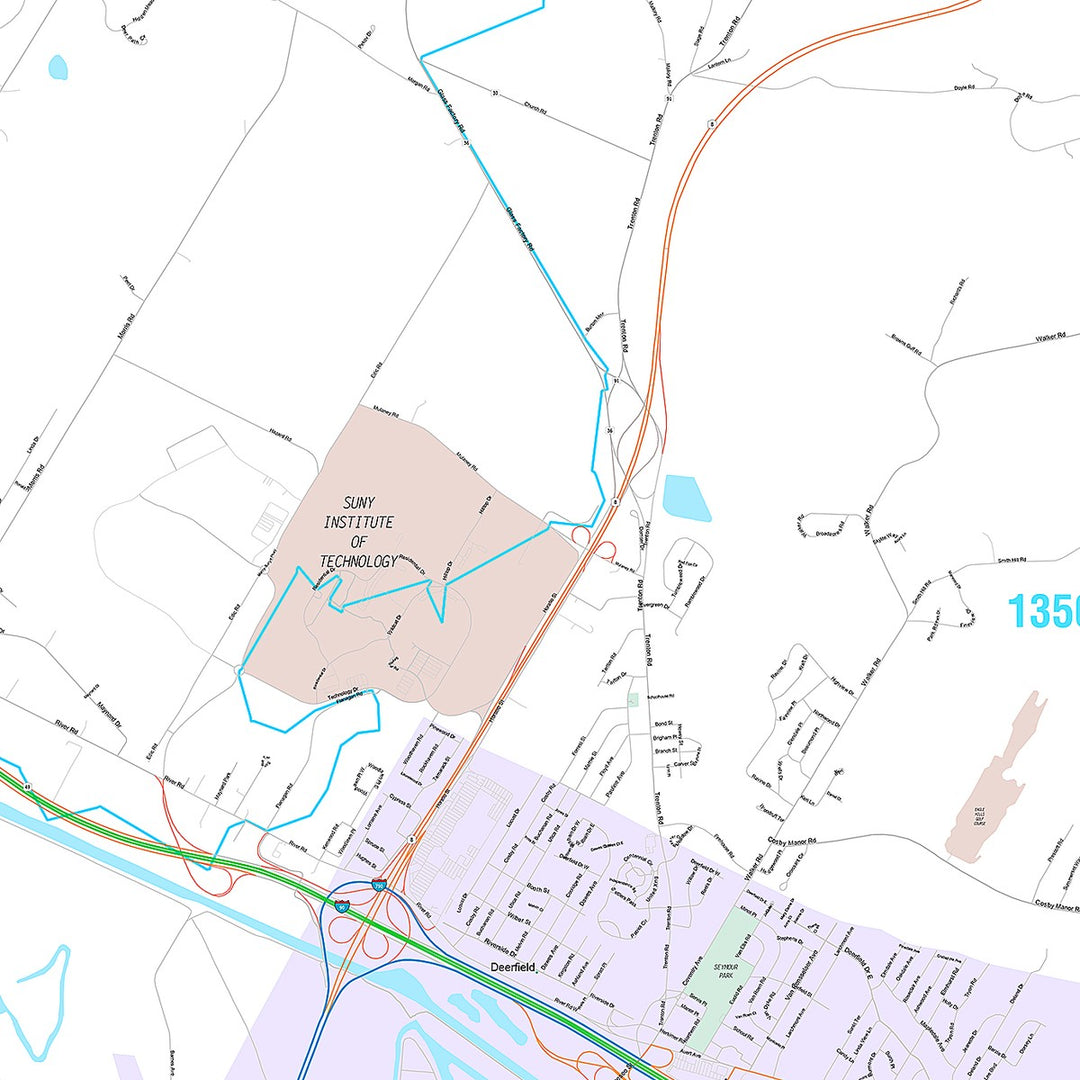 Premium Style Wall Map of Utica, NY