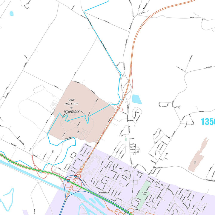 Premium Style Wall Map of Utica, NY