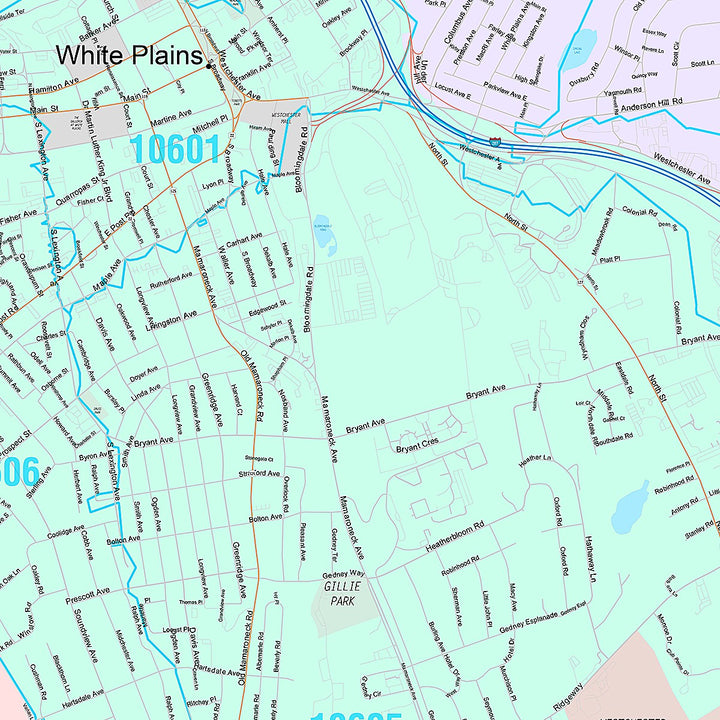 Premium Style Wall Map of White Plains, NY