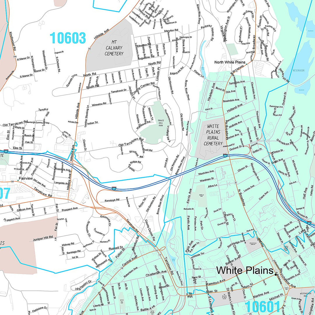 Premium Style Wall Map of White Plains, NY