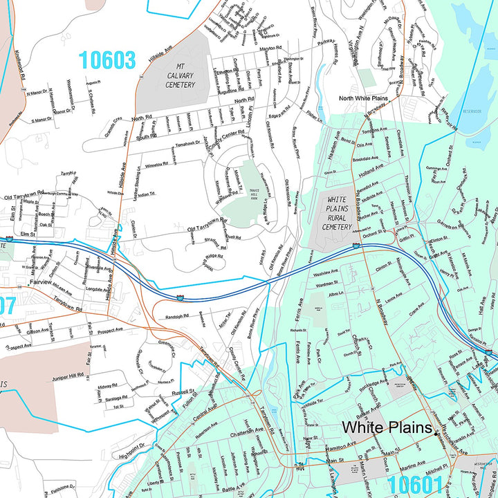 Premium Style Wall Map of White Plains, NY