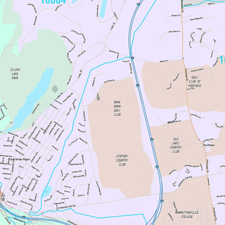 Premium Style Wall Map of White Plains, NY