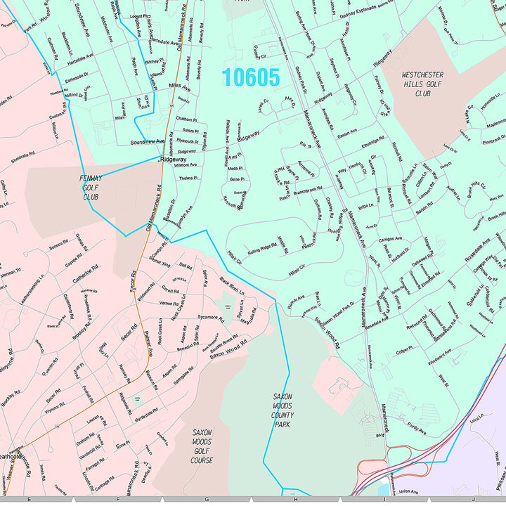Premium Style Wall Map of White Plains, NY