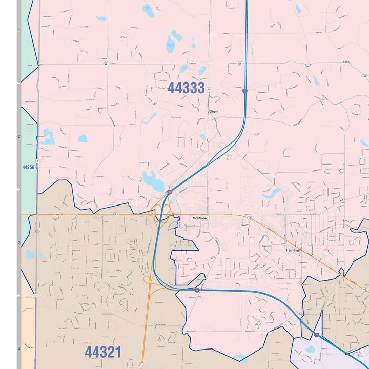 Color Cast Style Wall Map of Akron OH