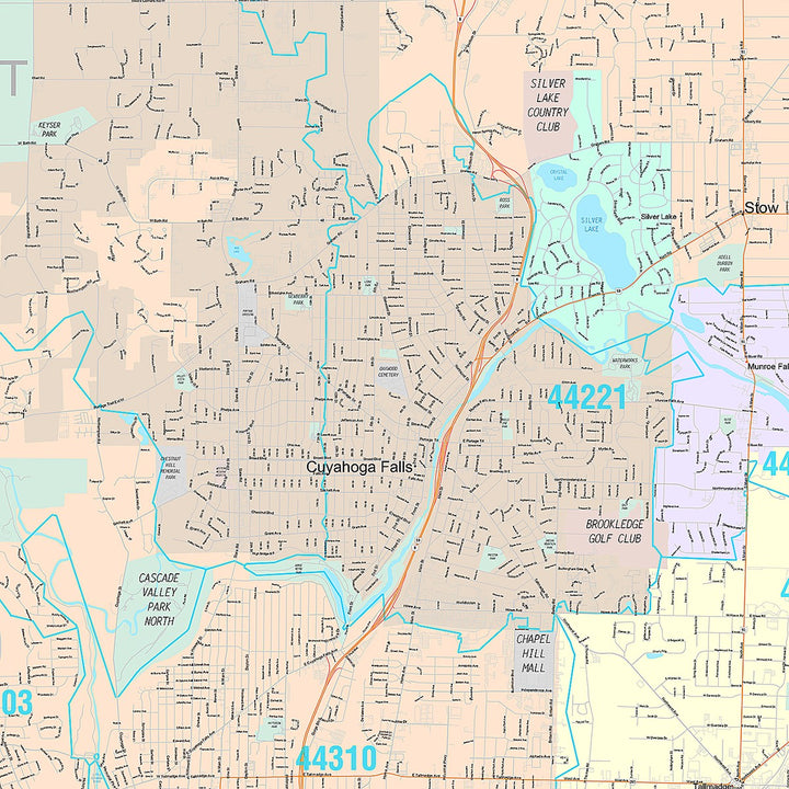 Premium Style Wall Map of Akron OH