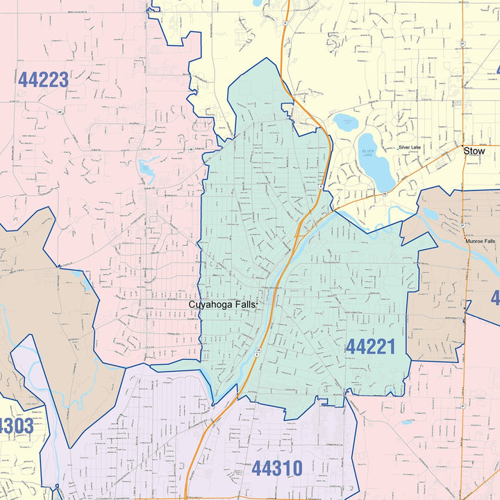 Color Cast Style Wall Map of Akron OH