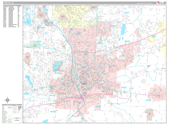 Premium Style Wall Map of Canton, OH
