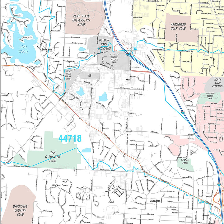 Premium Style Wall Map of Canton, OH