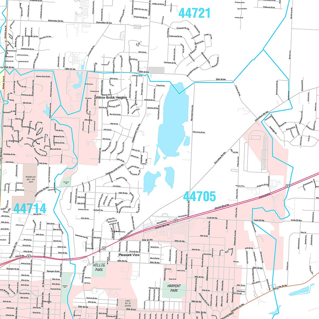 Premium Style Wall Map of Canton, OH