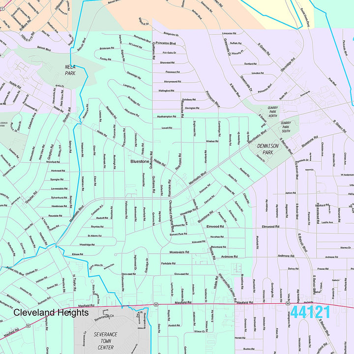 Premium Style Wall Map of Cleveland Heights, OH