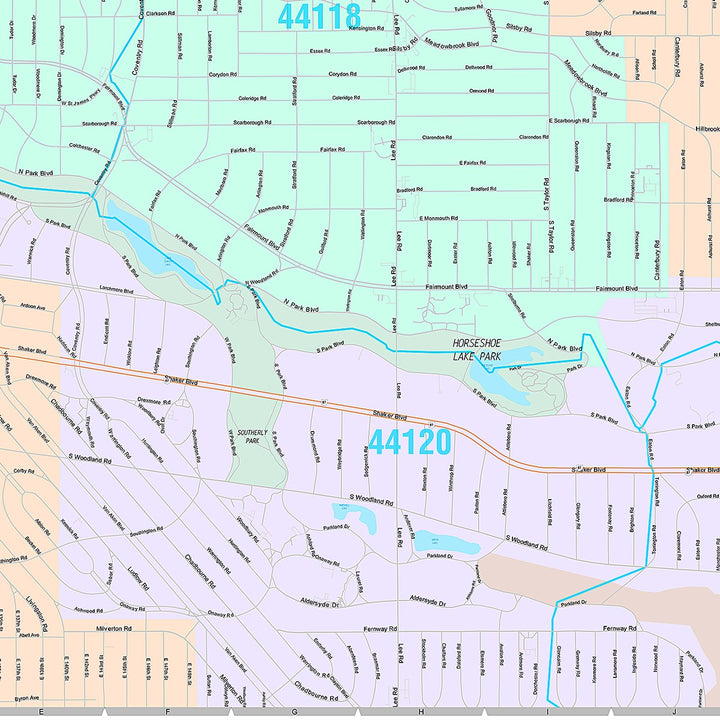 Premium Style Wall Map of Cleveland Heights, OH