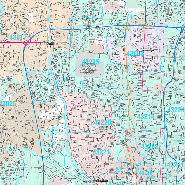 Premium Style Wall Map of Columbus OH