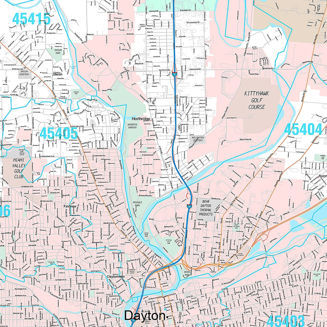 Premium Style Wall Map of Dayton, OH