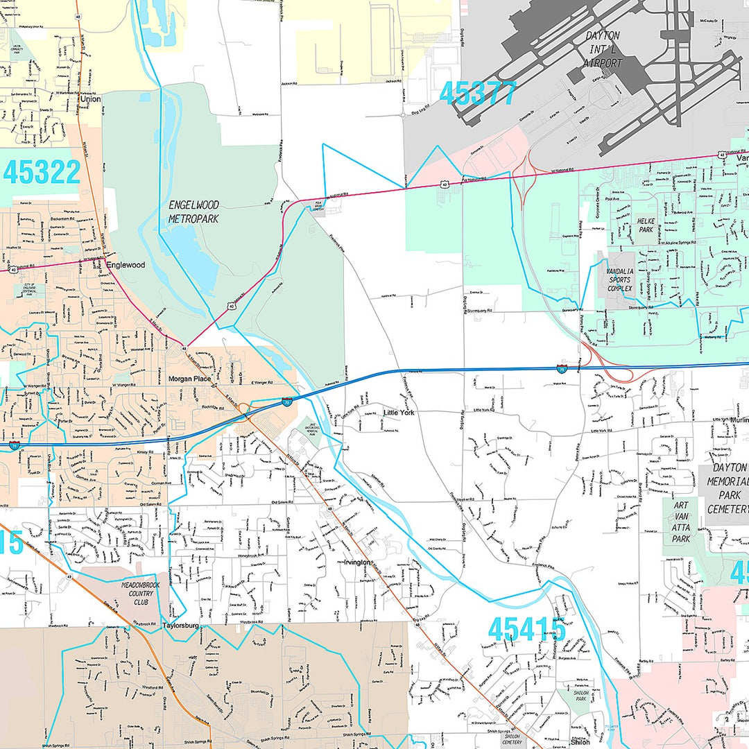 Premium Style Wall Map of Dayton, OH