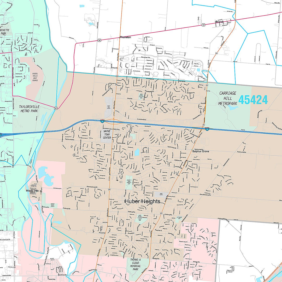 Premium Style Wall Map of Dayton, OH