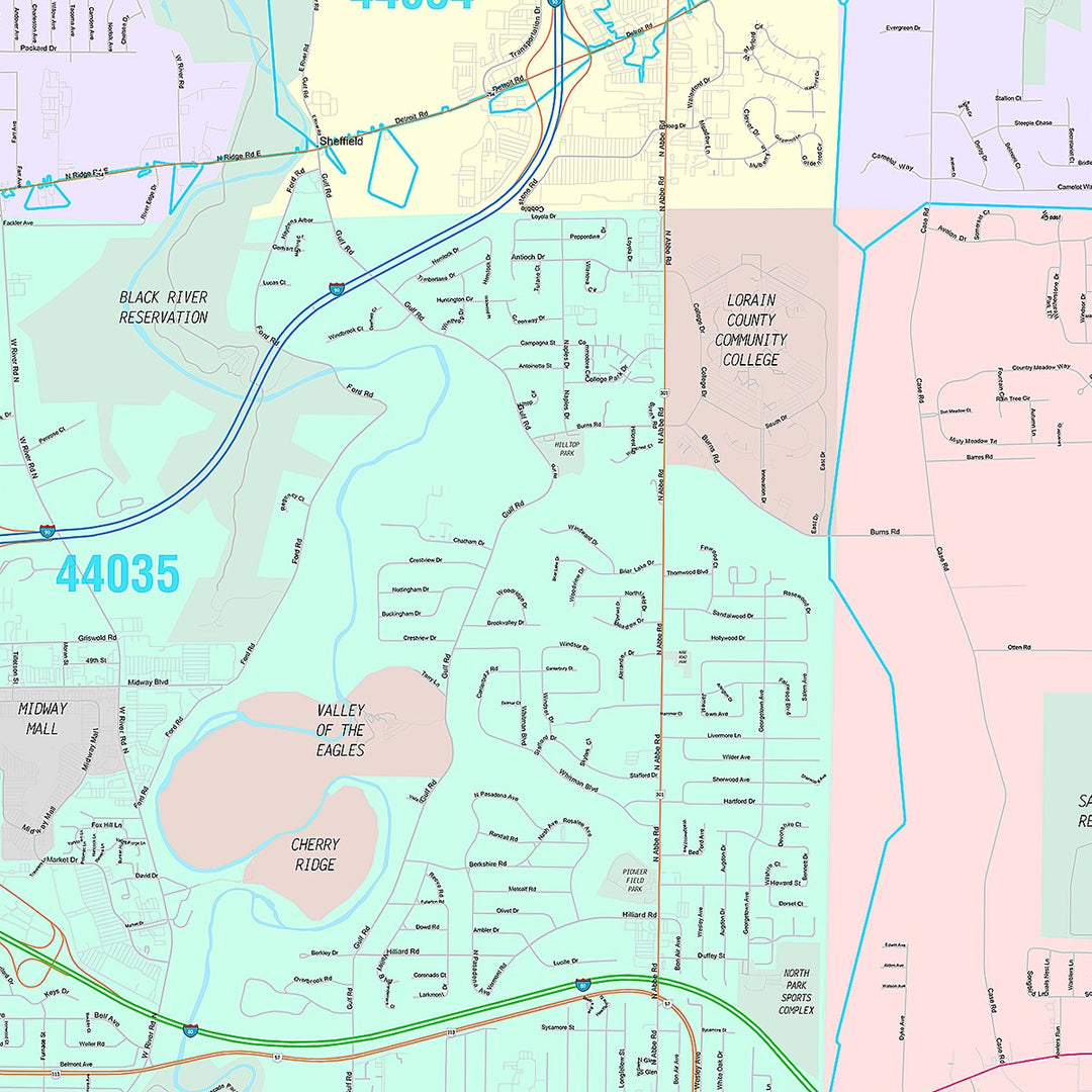 Premium Style Wall Map of Elyria, OH
