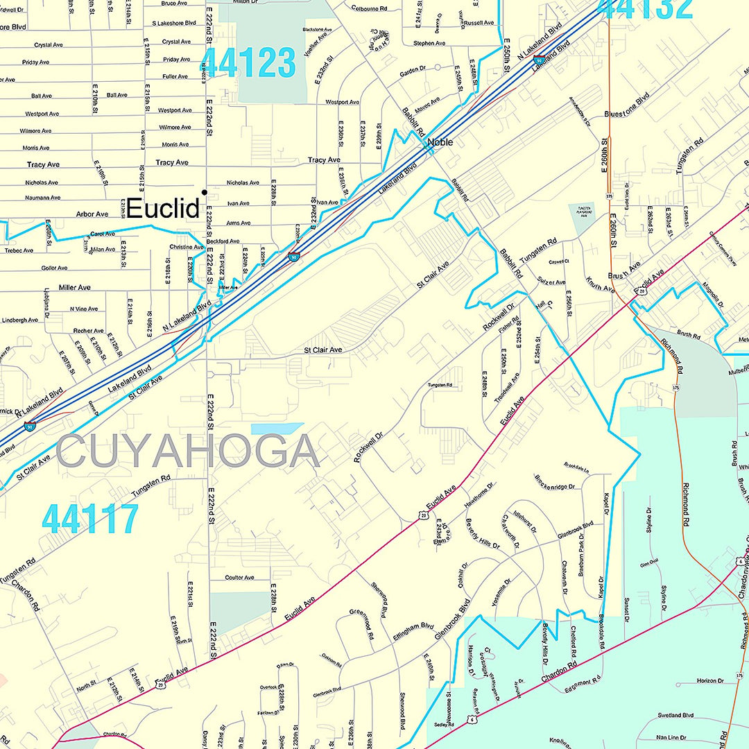 Premium Style Wall Map of Euclid, OH