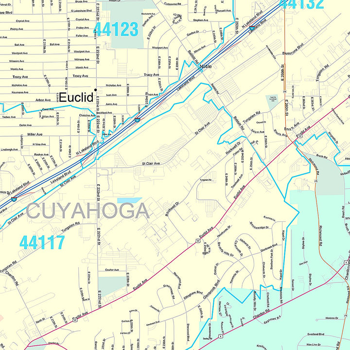 Premium Style Wall Map of Euclid, OH