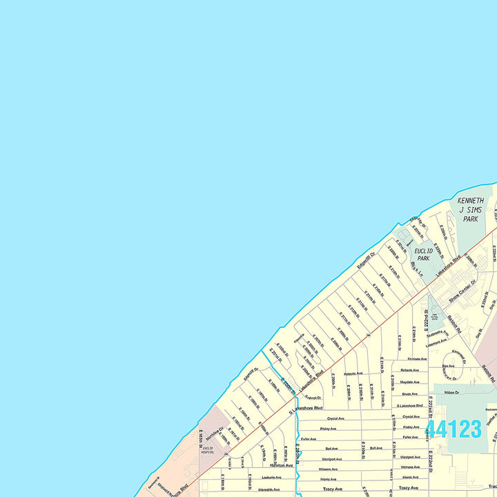 Premium Style Wall Map of Euclid, OH