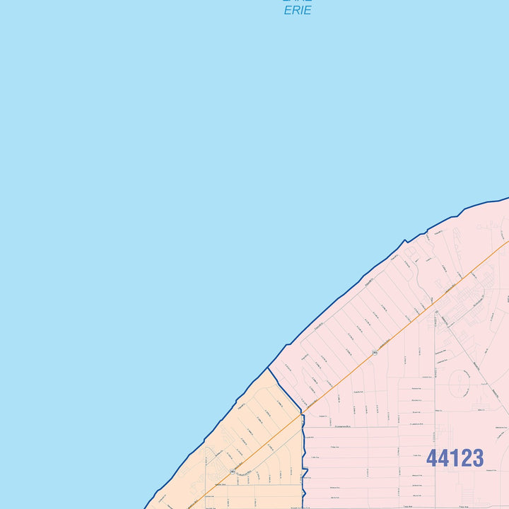 Color Cast Zip Code Style Wall Map of Euclid, OH