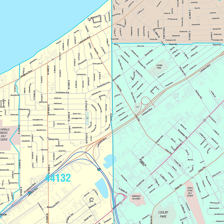 Premium Style Wall Map of Euclid, OH