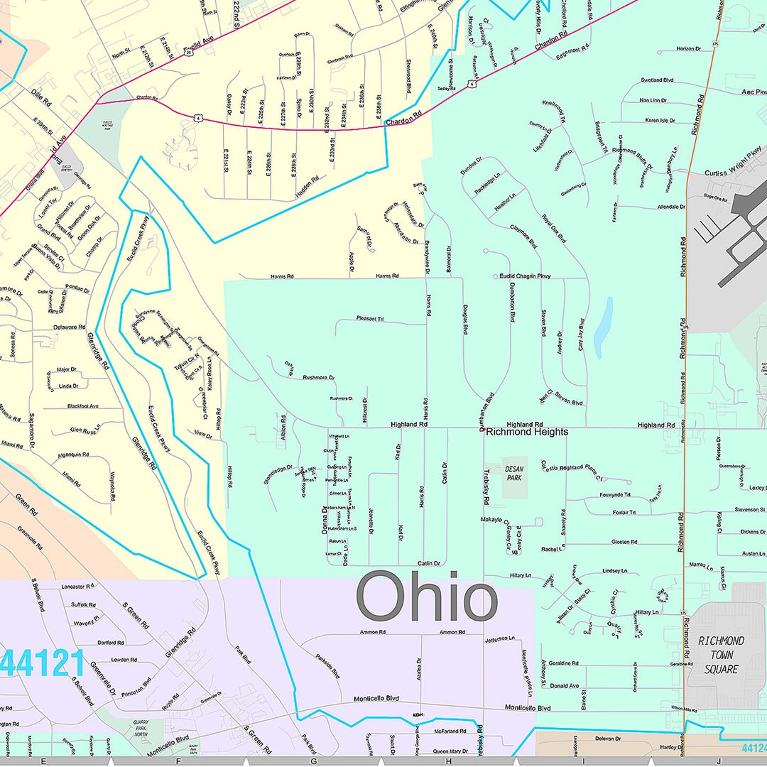 Premium Style Wall Map of Euclid, OH