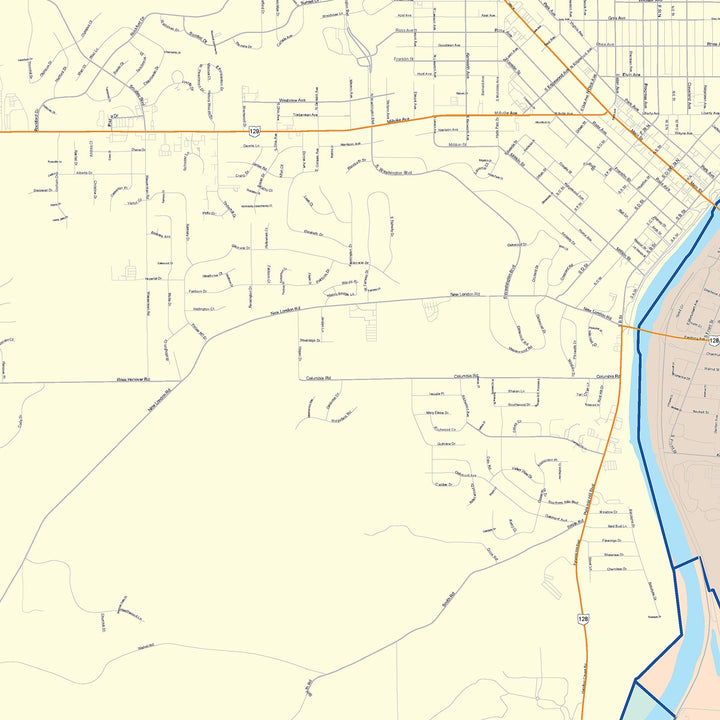 Color Cast Zip Code Style Wall Map of Hamilton, OH