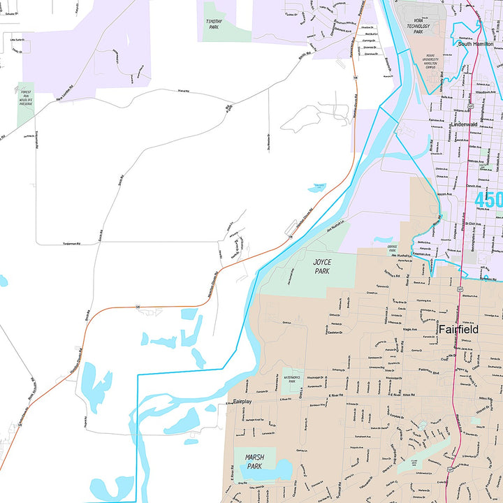 Premium Style Wall Map of Hamilton, OH