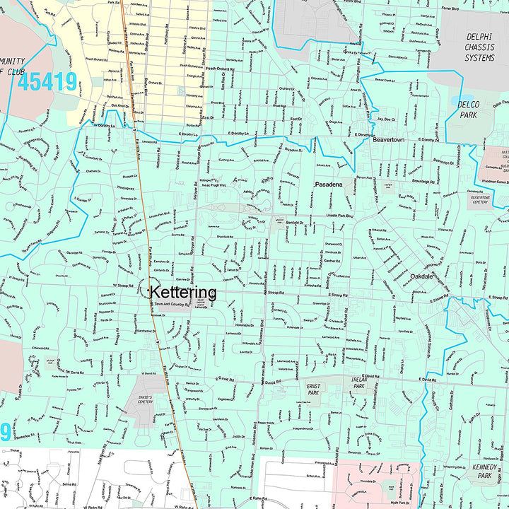Premium Style Wall Map of Kettering, OH